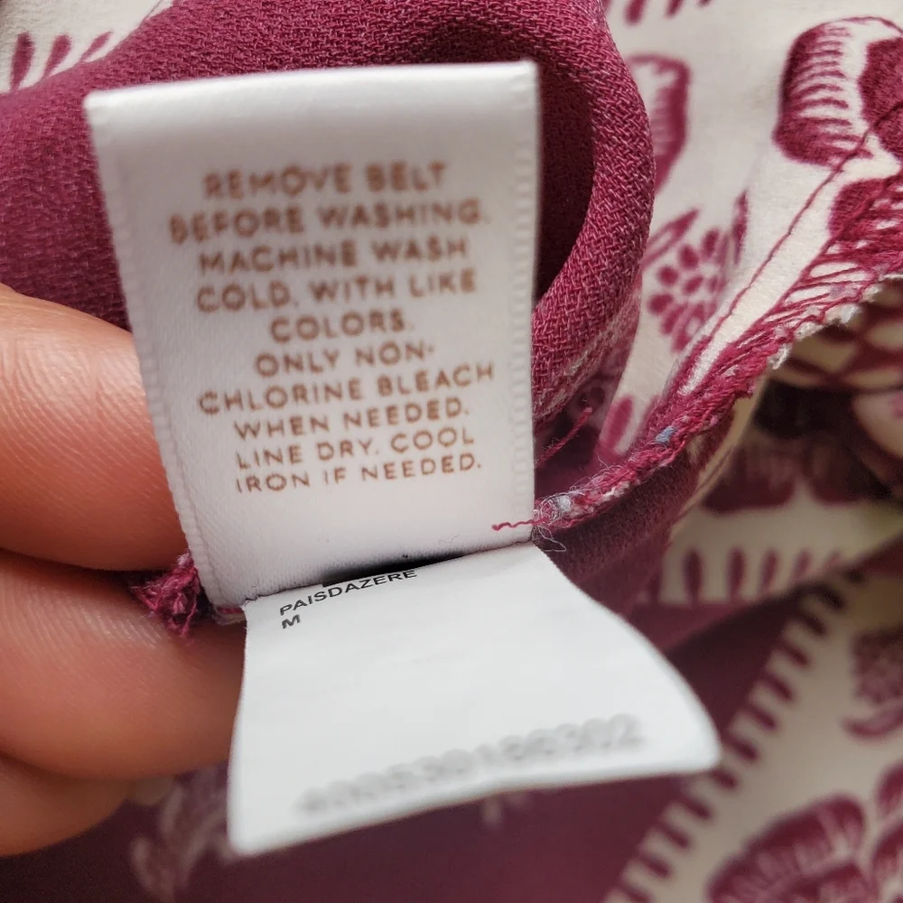 𝅺Lauren Conrad LC medium burgundy cream paisley print midi dress - Picture 6 of 12